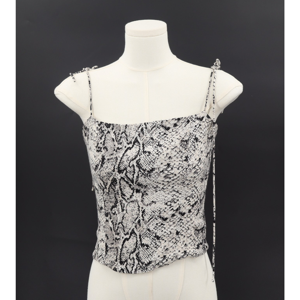 Reformation Women's Meyer Shirred Snake Print Crepe Top Sz 4